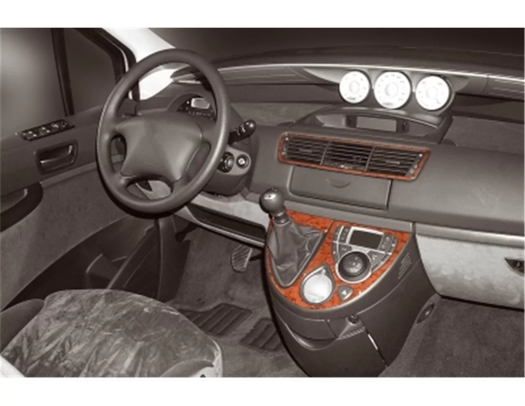 Lancia Phedra 02.2002 Kit de décoration intérieure 3D pour tableau de bord Dash Trim Dekor 4-Parts - 1