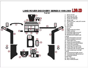 Land Rover Discovery 1999-2004 zonder BD dashboardbekledingsset voor interieur in stof