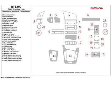Car accessories BMW 3 1998-1998 Manual Gearbox & Automatic Gear, 27 Parts set Interior BD Dash Trim Kit