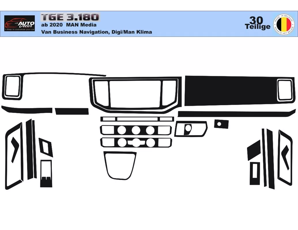 MAN TGE 2021 Kit de garniture de tableau de bord intérieur 3D Dash Trim Dekor 29-Parts - 1