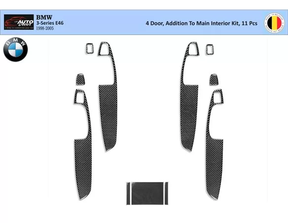 BMW Série 3 E46 04.98-12.04 Kit de garnitures de tableau de bord intérieur 3D Dash Trim Dekor 11-Parts - 1