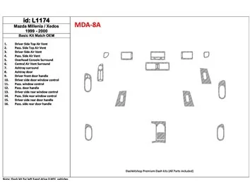 Ensemble de base Mazda Milenia 1999-2000, conformité OEM, kit de garniture de tableau de bord intérieur BD 16 pièces - 1
