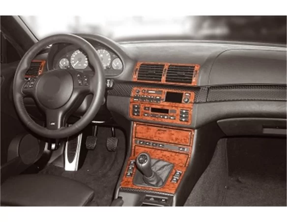 BMW 3 Series E46 Compact 04.98-12.04 3D Interior Dashboard Trim Kit Dash Trim Dekor 19-Parts