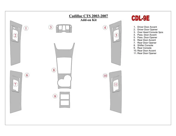 Car accessories Cadillac CTS 2003-2007 additional kit Interior BD Dash Trim Kit