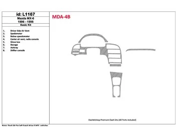 Mazda MX-6 1996-1998 Basic Set, 8 Parts set Interior BD Dash Trim Kit - 1 - Interior Dash Trim Kit