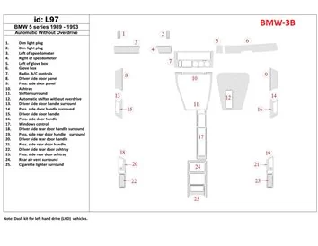 BMW 5 1989-1993 Automatische Versnellingsbak, Zonder Overdrive, 25 Onderdelen set Interieur BD Dash Trim Kit - 1