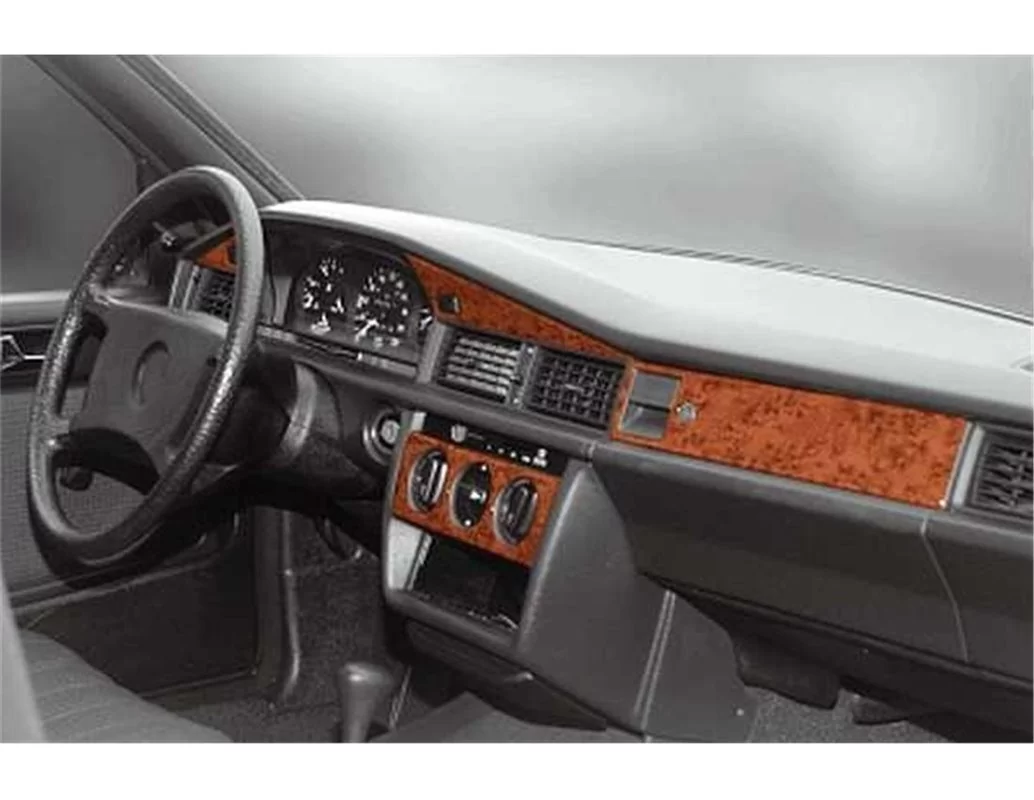 Mercedes C 190 W201 12.83-05.93 Kit de garniture de tableau de bord intérieur 3D Dash Trim Dekor 11-Parts - 1