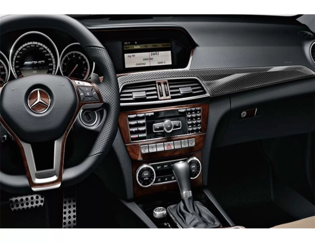 Mercedes Classe C W205 2015–présent Kit de garniture de tableau de bord intérieur 3D Dash Trim Dekor 18-Parts - 1