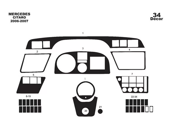 Mercedes Citaro 01.06-01.07 Inleg dashboard Interieurset aansluitend en pasgemaakt op he 34 -Teile - 1