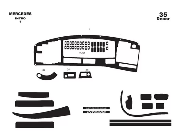 Mercedes Intro 06.03-06.05 Inleg dashboard Interieurset aansluitend en pasgemaakt op he 13 -Teile - 1