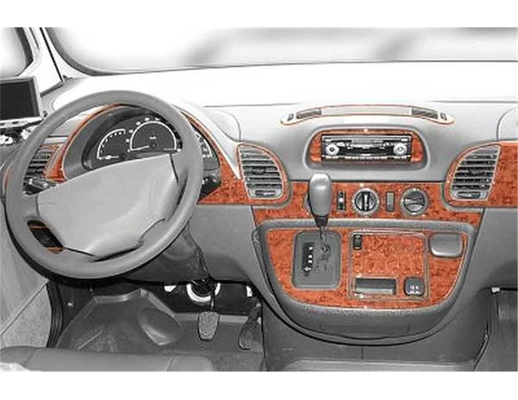 Mercedes Sprinter W903 Aut. 02.00-04.06 Kit de garniture de tableau de bord intérieur 3D Dash Trim Dekor 27-Parts - 1