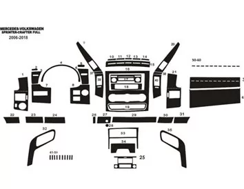 Mercedes Sprinter W906 04.2015 Kit de décoration intérieure 3D pour tableau de bord Dash Trim Dekor 51-Parts - 4
