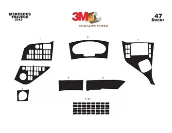 Mercedes Travego 01.2011 Kit de garniture de tableau de bord intérieur 3D Dash Trim Dekor 47-Parts - 2