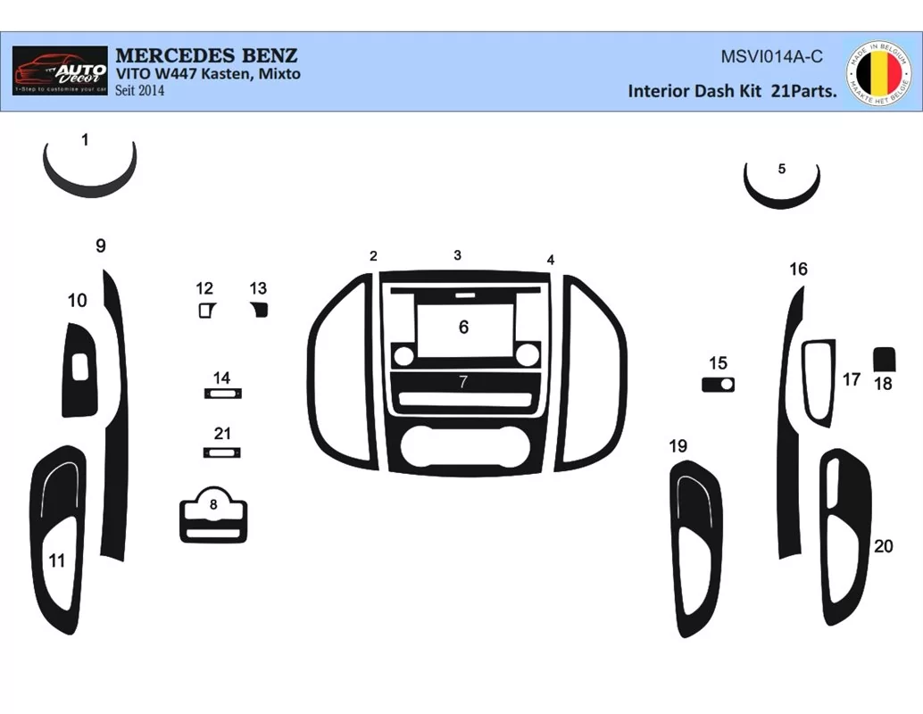 Mercedes Vito W447 01.2015 Inleg dashboard Interieurset aansluitend en pasgemaakt op he 21 -Teile - 1