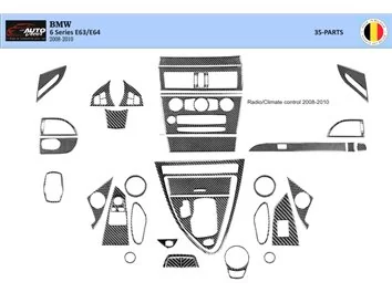 Car accessories BMW 6-Series E 63 2008-2010 3D Interior Dashboard Trim Kit Dash Trim Dekor 34-Parts
