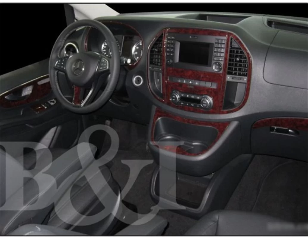 Mercedes Vito W447 01.2015 Kit de garniture de tableau de bord intérieur 3D Dash Trim Dekor 38-Parts - 1