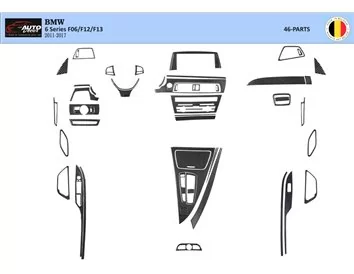 BMW Série 6 F12 F13 2011-2017 Kit de garniture de tableau de bord intérieur 3D Dash Trim Dekor 46-Parts - 1