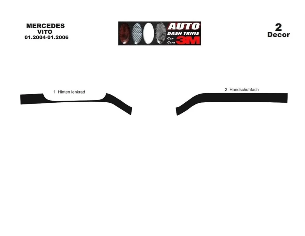 Mercedes Vito W639 2003-2006 Kit de garniture de tableau de bord intérieur 3D Dash Trim Dekor 2-Parts - 1