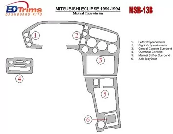 Mitsubishi Eclipse 1990-1994 Manual Gear Box Interior BD Dash Trim Kit - 1