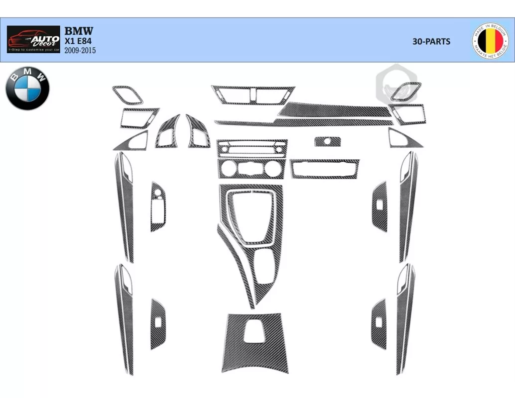 Car accessories BMW X1 E84 2009–2015 NAVI 3D Interior Dashboard Trim Kit Dash Trim Dekor 30-Parts