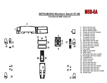 Mitsubishi Pajero Sport/Montero Sport 1998-2008 With Overhead, With Sunroof, 28 Parts set Interior BD Dash Trim Kit - 2 - Interi