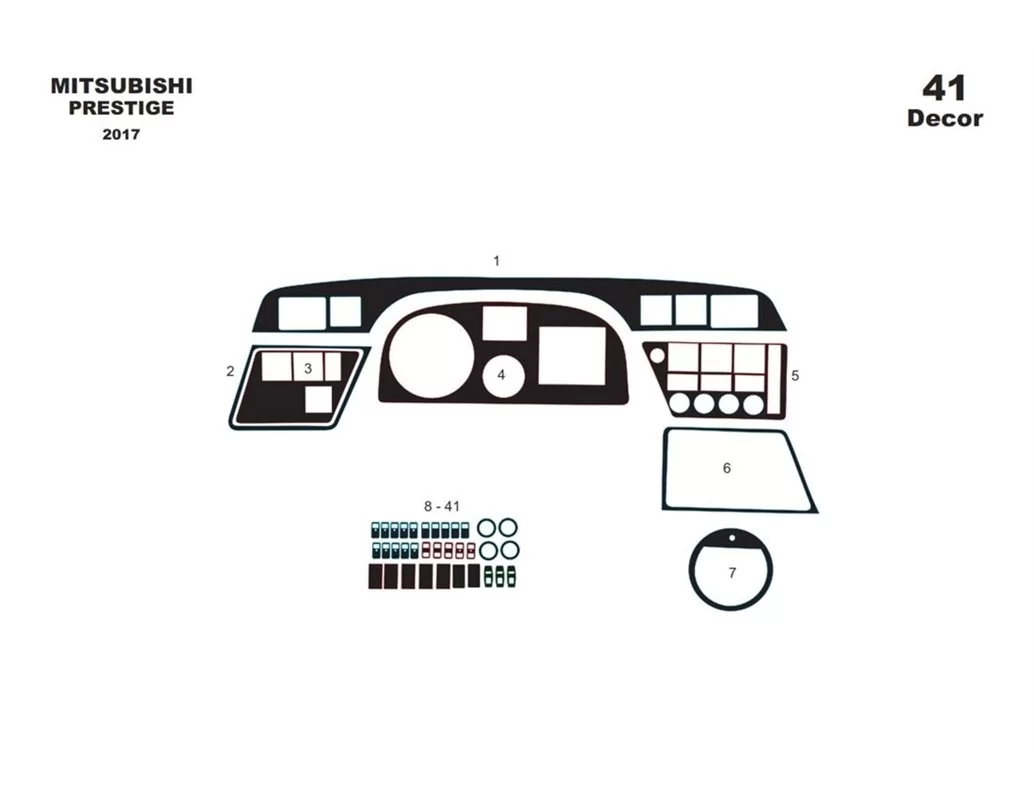 Mitsubishi Temsa Prestige Midibus 2017 Kit d'habillage de tableau de bord intérieur 3D Dash Trim Dekor 41-Parts - 1