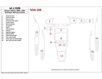Nissan Altima 1998-2001 Manual Gearbox, With Door panels, 16 Parts set Interior BD Dash Trim Kit - 1