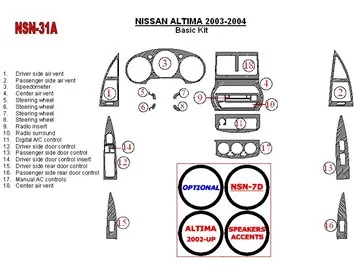 Nissan Altima 2003-2004 Basic Set Interior BD Dash Trim Kit - 1