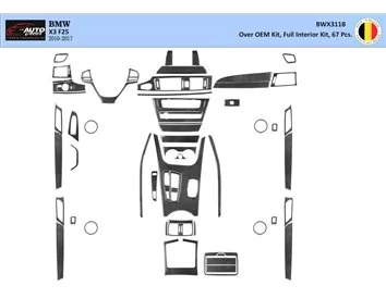 BMW X3 F25 2010–2017 Kit de garniture de tableau de bord intérieur 3D Dash Trim Dekor 54-Parts - 1