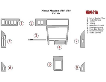 Nissan Maxima 1985-1988 Ensemble complet de garnitures de tableau de bord intérieur BD - 1