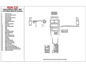 Nissan Maxima 2000-2001 Door panels, 4 Parts set Interior BD Dash Trim Kit - 1