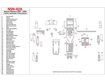 Nissan Maxima 2007-2008 Full Set, Automatic Gear Interior BD Dash Trim Kit - 1