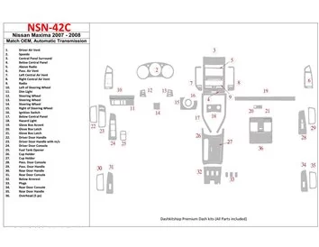Conformité OEM pour Nissan Maxima 2007-2008, kit de garniture de tableau de bord BD intérieur à engrenage automatique - 1