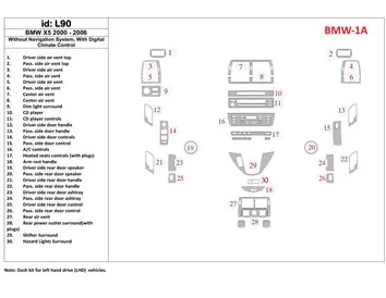 Car accessories BMW X5 2000-2006 Without NAVI system, Automatic Gearbox AC Control Interior BD Dash Trim Kit