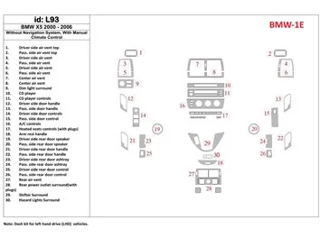 BMW X5 2000-2006 Zonder NAVI-systeem, Handgeschakelde versnellingsbak Aircobediening Interieur BD Dash Trim Kit - 1