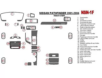 Nissan Pathfinder 2001-2004 Kit de garniture de tableau de bord BD intérieur conforme OEM - 1