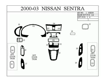 Nissan Sentra 95-97 Kit de garniture de tableau de bord intérieur 3D Dash Trim Dekor 10-Parts - 1