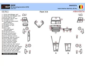 BMW X5 E70 2009-2014 Kit de garniture de tableau de bord intérieur BD 42 pièces - 1