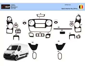 Opel Movano 01.2010 3D Interior Dashboard Trim Kit Dash Trim Dekor 29-Parts - 1