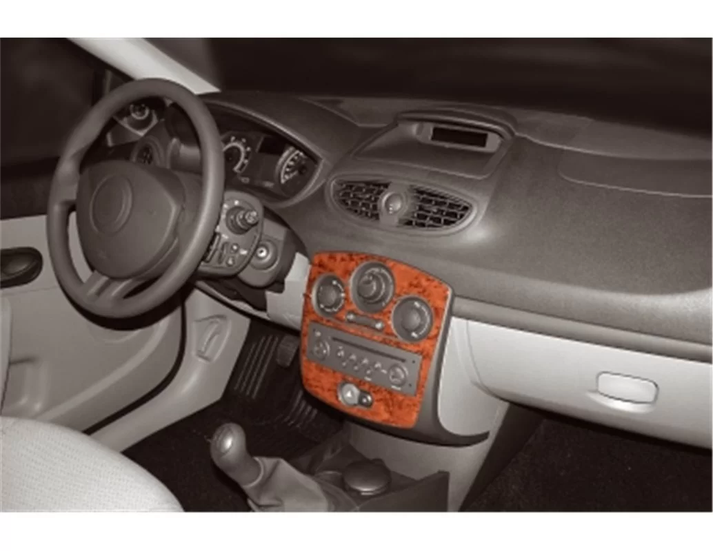 Renault Clio-3 09.05-08.12 3D Interior Dashboard Trim Kit Dash Trim Dekor 9-Parts - 1