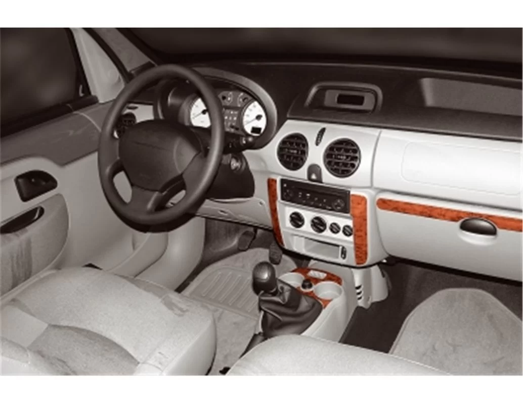Renault Kangoo-Nissan Kubistar 06.98-09.08 Kit de garniture de tableau de bord intérieur 3D Dash Trim Dekor 10-Parts - 1