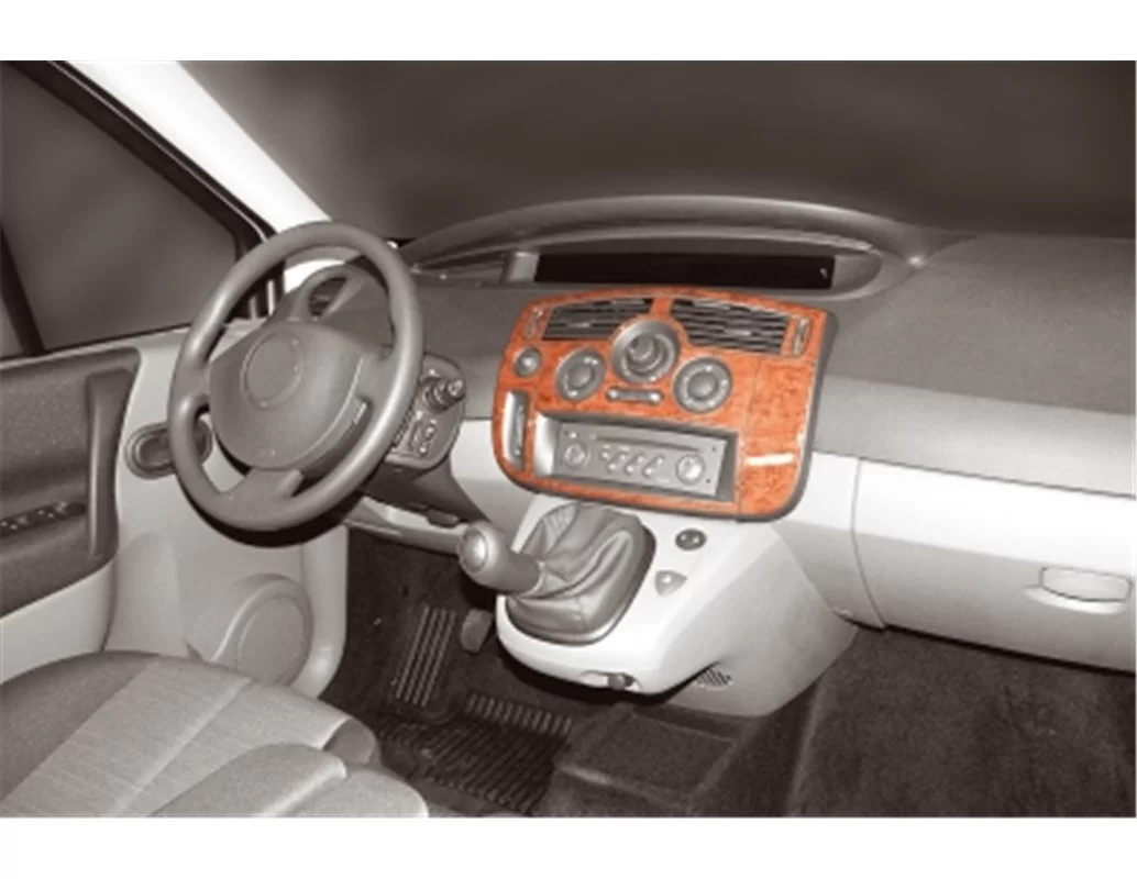 Renault Megane Scenic 06.03-12.10 Kit de décoration intérieure 3D pour tableau de bord Dash Trim Dekor 7-Parts - 1