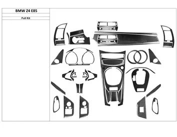 Car accessories BMW Z4 E85 2003-2008 3D Interior Dashboard Trim Kit Dash Trim Dekor 54-Parts