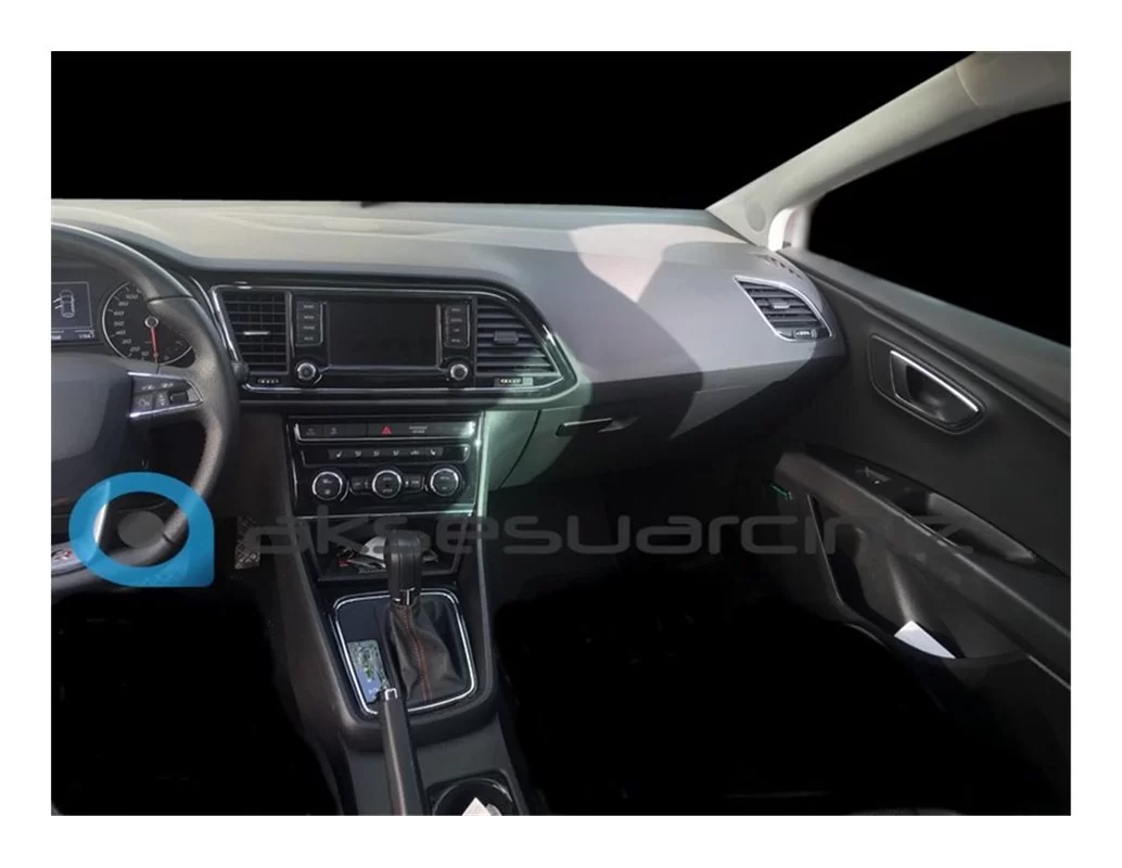 Seat Leon 01.2014 Kit de décoration de tableau de bord intérieur 3D Dash Trim Dekor 14-Parts - 1