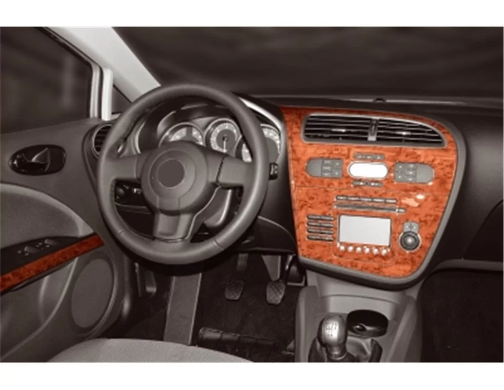 Seat Leon 1P 06.05-09.09 Kit de garnitures de tableau de bord intérieur 3D Dash Trim Dekor 8-Parts - 1