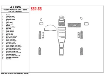 Subaru Forester 1998-2002 Automatische Versnellingsbak, Volledige Set, 30 Onderdelen set Interieur BD Dash Trim Kit - 1