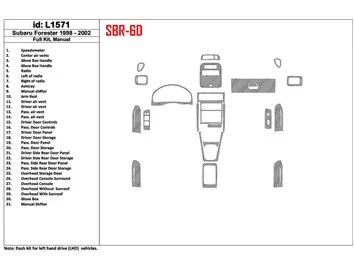 Subaru Forester 1998-2002 Boîte de vitesses manuelle, ensemble complet, ensemble de 31 pièces Kit de garniture de tableau de bor