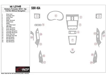 Subaru Forester 2014-UP Volledige set, met NAVI Interieur BD Dash Trim Kit - 1