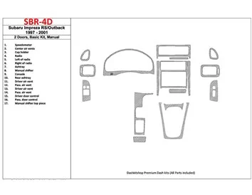 Subaru Impreza RS 1997-UP 2 Doors, Manual Gearbox, Basic Set, 17 Parts set Interior BD Dash Trim Kit - 1 - Interior Dash Trim Ki