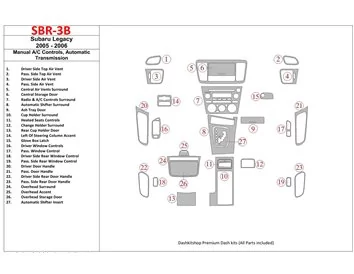 Subaru Legacy 2005-2006 Boîte de vitesses manuelle AC Control, Kit de garniture de tableau de bord BD pour intérieur de vitesse 